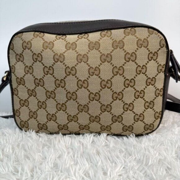 Authentic Gucci GG Sherry Bee Web Canvas Crossbody Bag Shoulder Bag Camera Bag - Picture 5 of 12